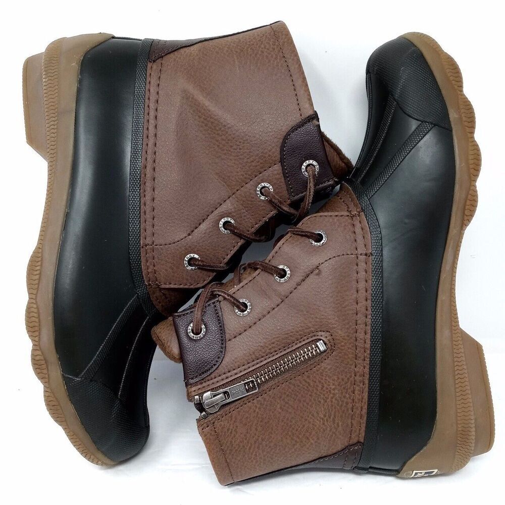 Sperry Brown Black Waterproof Syren Duck Rain Boots (STS80524) - Womens Size 7 - Picture 7 of 9
